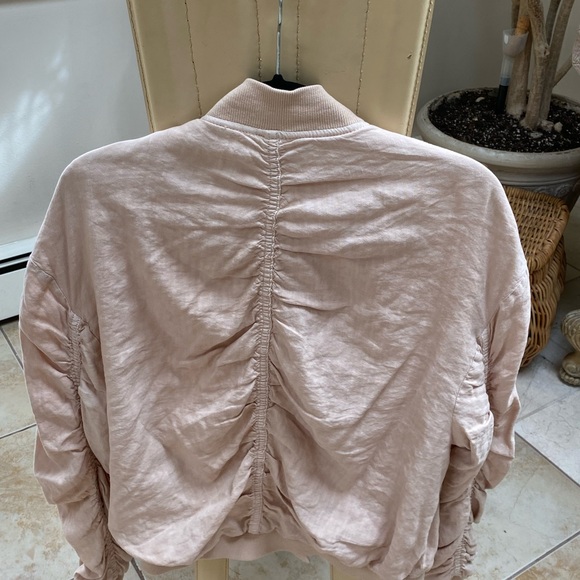 Free People blush Ruched Linen Spring Jacket - Picture 3 of 8